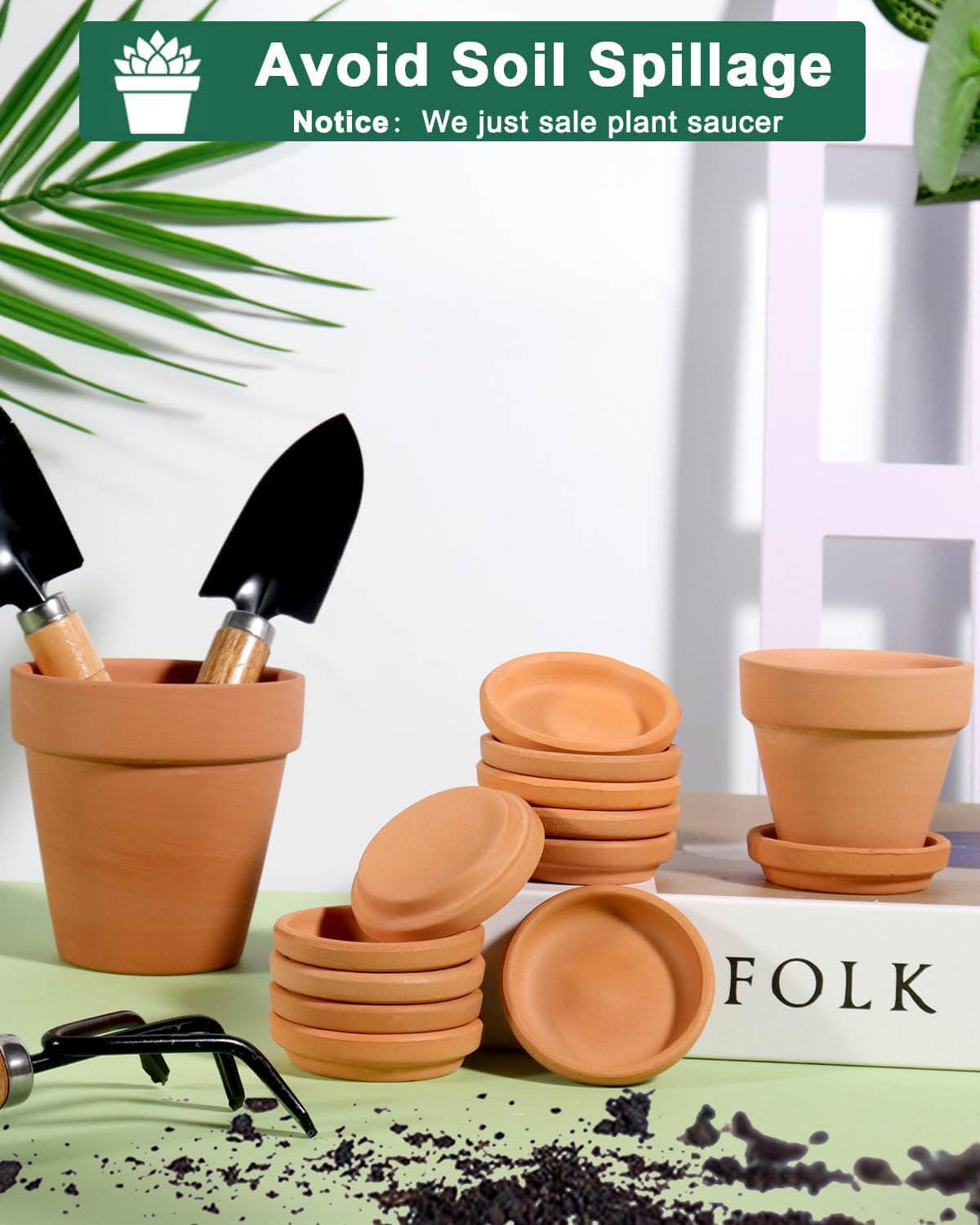 vensovo 2 Inch Terracotta Plant Saucer Pots Tray - 32 pcs Mini Planter Saucers for Indoor & Outdoor Plants, Small Clay Trays Perfect for 1 Inch 1.5Inch Flower Pot