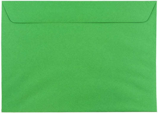JAM PAPER 9 x 12 Booklet Colored Envelopes - Green Recycled - 100/Pack