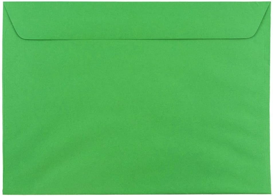 JAM PAPER 9 x 12 Booklet Colored Envelopes - Green Recycled - 50/Pack