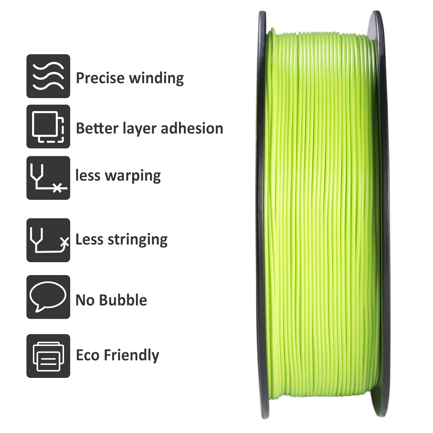 Geeetech 1.75mm PLA 3D Printer Filament, 1kg Spool (2.2lbs), Upgrade Tidy Winding Tangle-Free, Dimensional Accuracy +/- 0.03mm, Apple Green