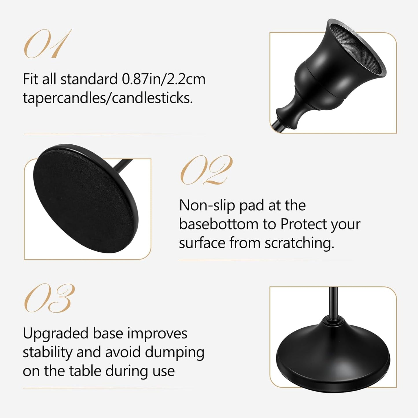 Candlestick Holders 6 PCS Metal Taper Candle Holders, KSWING Black Candle Stick Holders Set, Perfect for Table Centerpiece Mantel Party Wedding Christmas Home Decor, Set of 6