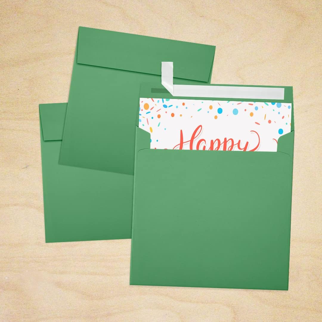LUXPaper Square Invitation Envelopes | Peel & Press | 5" x 5" | Holiday Green | 80lb. Text | 50 Qty