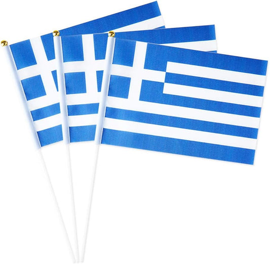 Greece Flag Greek Flag, Small Mini Handheld Greece Flags on Stick, Ideal for Party Parades Sports Events Patriotic Festival Decorations