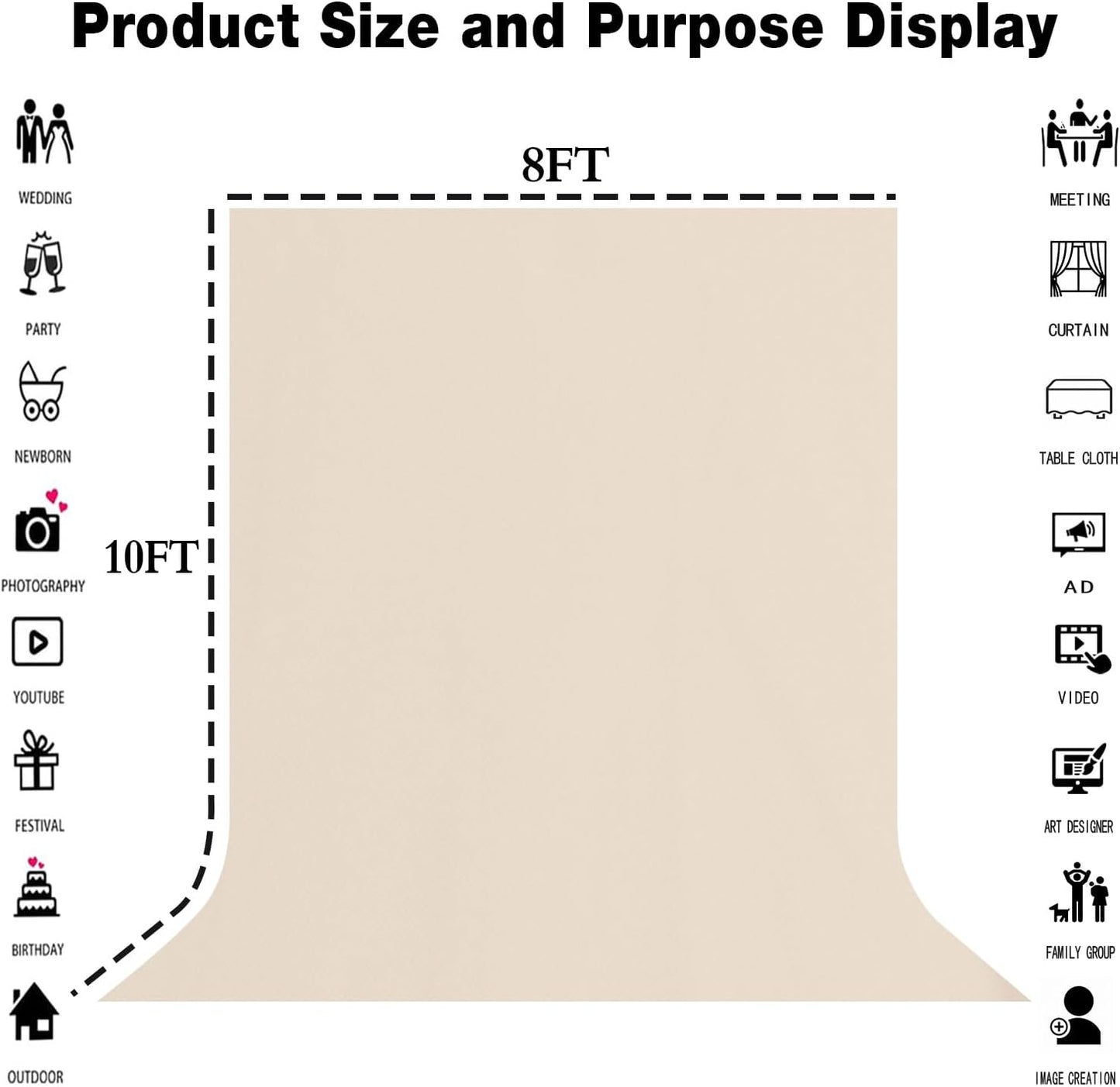 Beige Portrait Backdrop 8x10ft Zoom Meeting Photo Studio Shooting Props