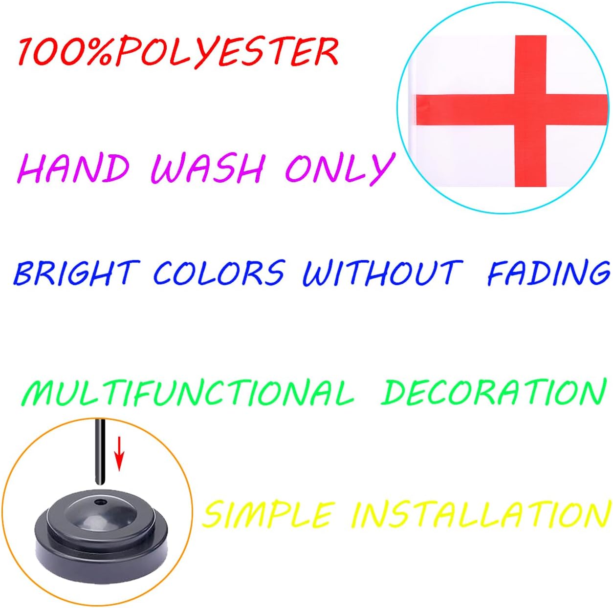 WXTWK 2 Pack England Flag England Deluxe Desk Flag Set - Mini Small Englander Table Office Flags with Black 12" Solid Pole Stand Base Classroom Meeting Desktop Decorations