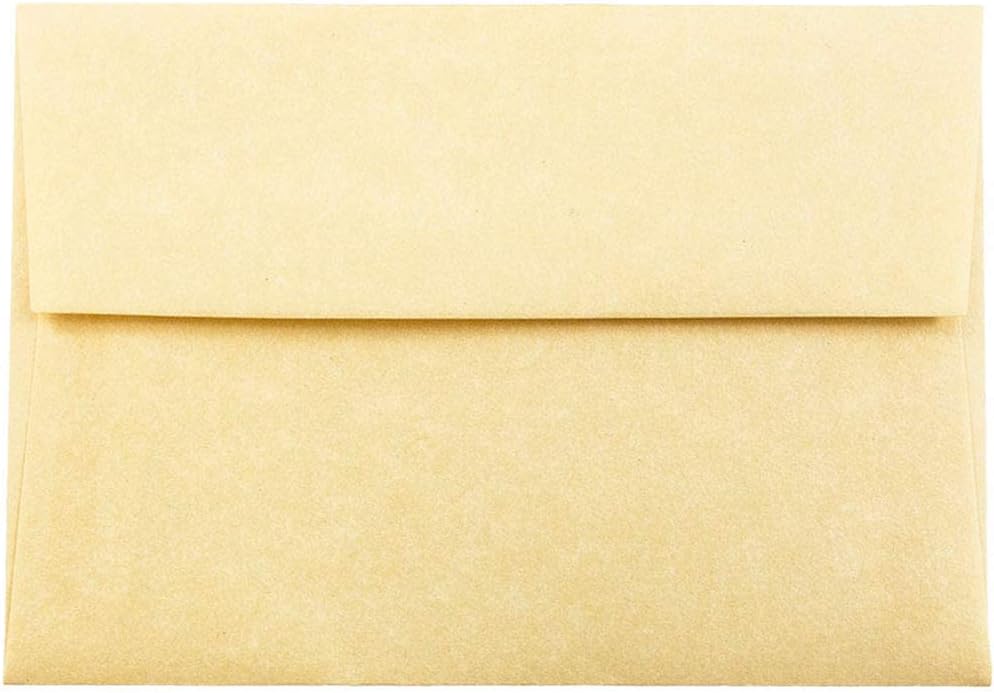 JAM PAPER 4Bar A1 Parchment Invitation Envelopes - 3 5/8 x 5 1/8 - Antique Gold Recycled - 50/Pack