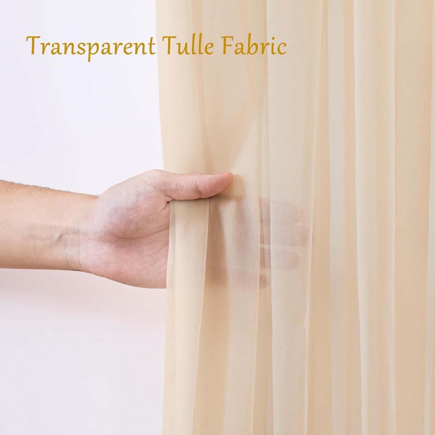 10x10 Champagne Tulle Backdrop Curtains for Parties, Sheer Backdrop Curtain Wedding Photo Background Drapes for Baby Shower Photography Birthday Party