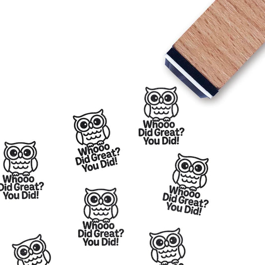Owl Teacher Rubber Stamp, 3/5 Inch Small Mini Stamp for Scrapbooking Card Making Planner