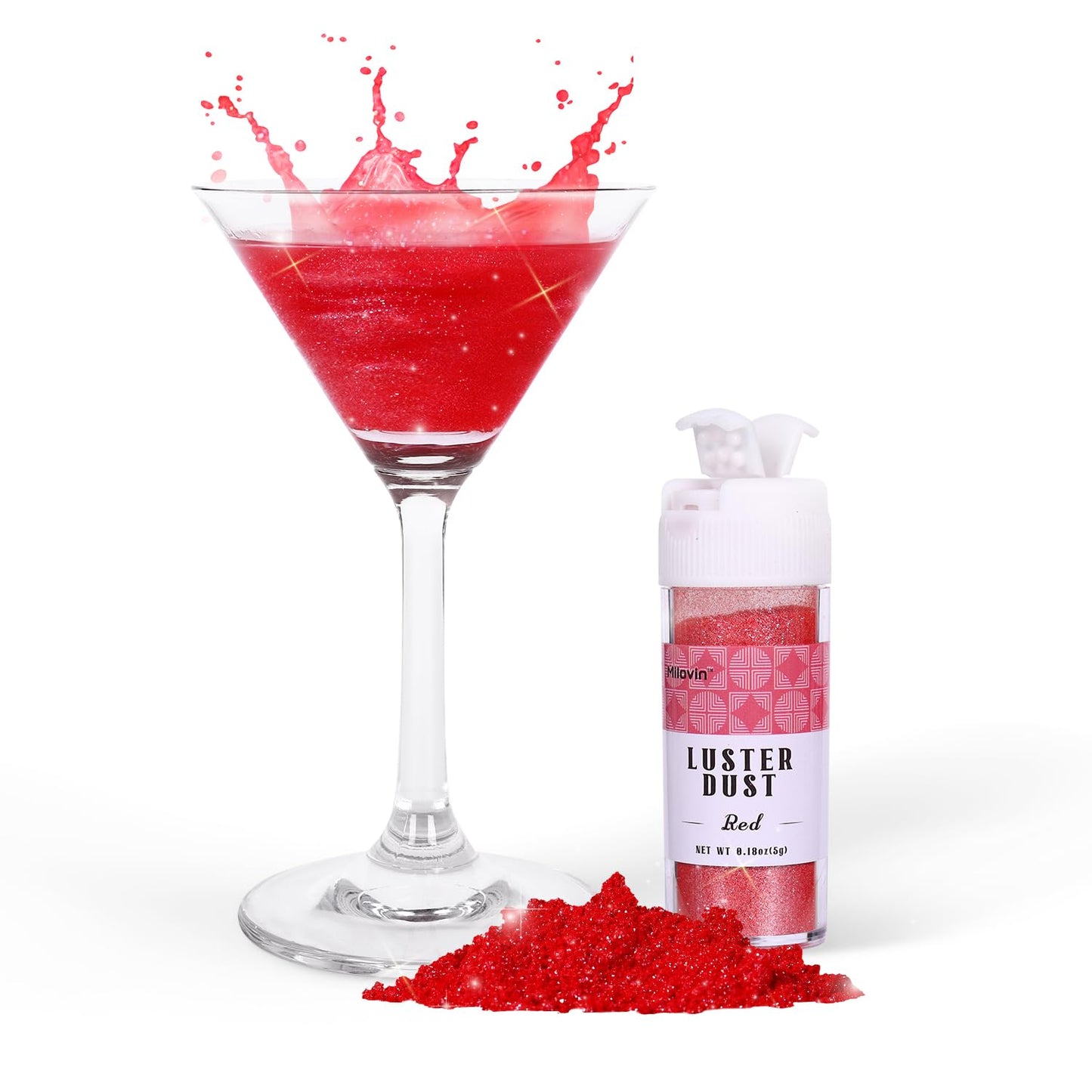 Red Edible Glitter for Drink, 5g Red Luster Dust Edible for Cake Decorating, Edible Glitter for Cocktails, Baking, Chocolate, Cookies, and Strawberries (0.18oz, red)