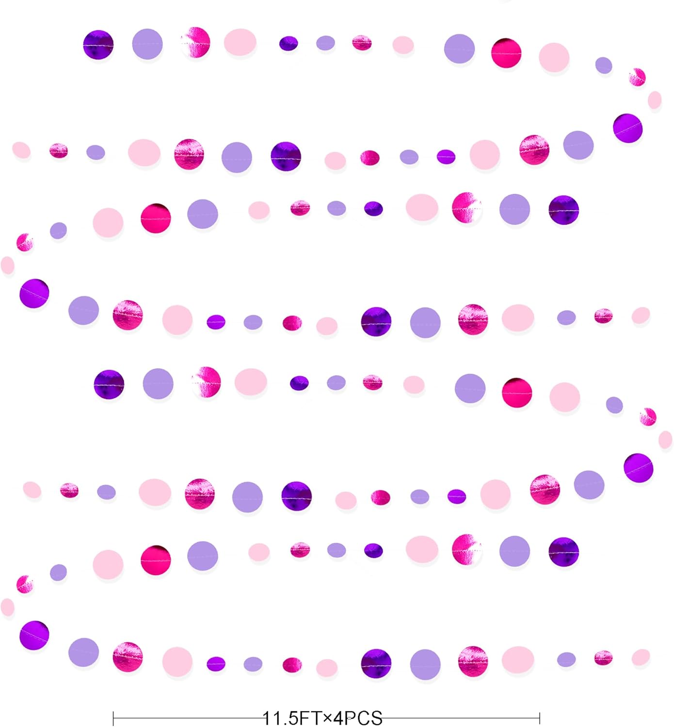Pink and Purple Party Decorations Circle Dots Garland Hot Pink Lavender Hanging Polka Dot Streamer for Girls Birthday Baby Shower Bridal Shower Wedding Bachelorette Anniversary Party Supplies