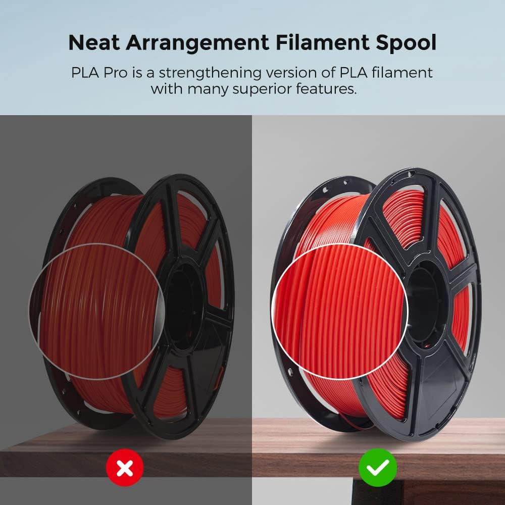 FLASHFORGE 3D Printer Filament, PLA PRO Filament 1.75mm, 1KG Spool (2.2lbs), Dimensional Accuracy +/- 0.02mm for FDM 3D Printers, Better Tenacity & No Knotting (Red)