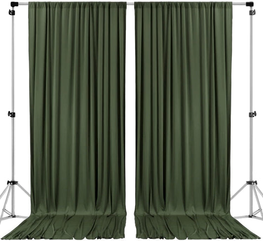 AK TRADING CO. 10 feet x 10 feet Olive IFR Polyester Backdrop Drapes Curtains Panels with Rod Pockets - Wedding Ceremony Party Home Window Decorations