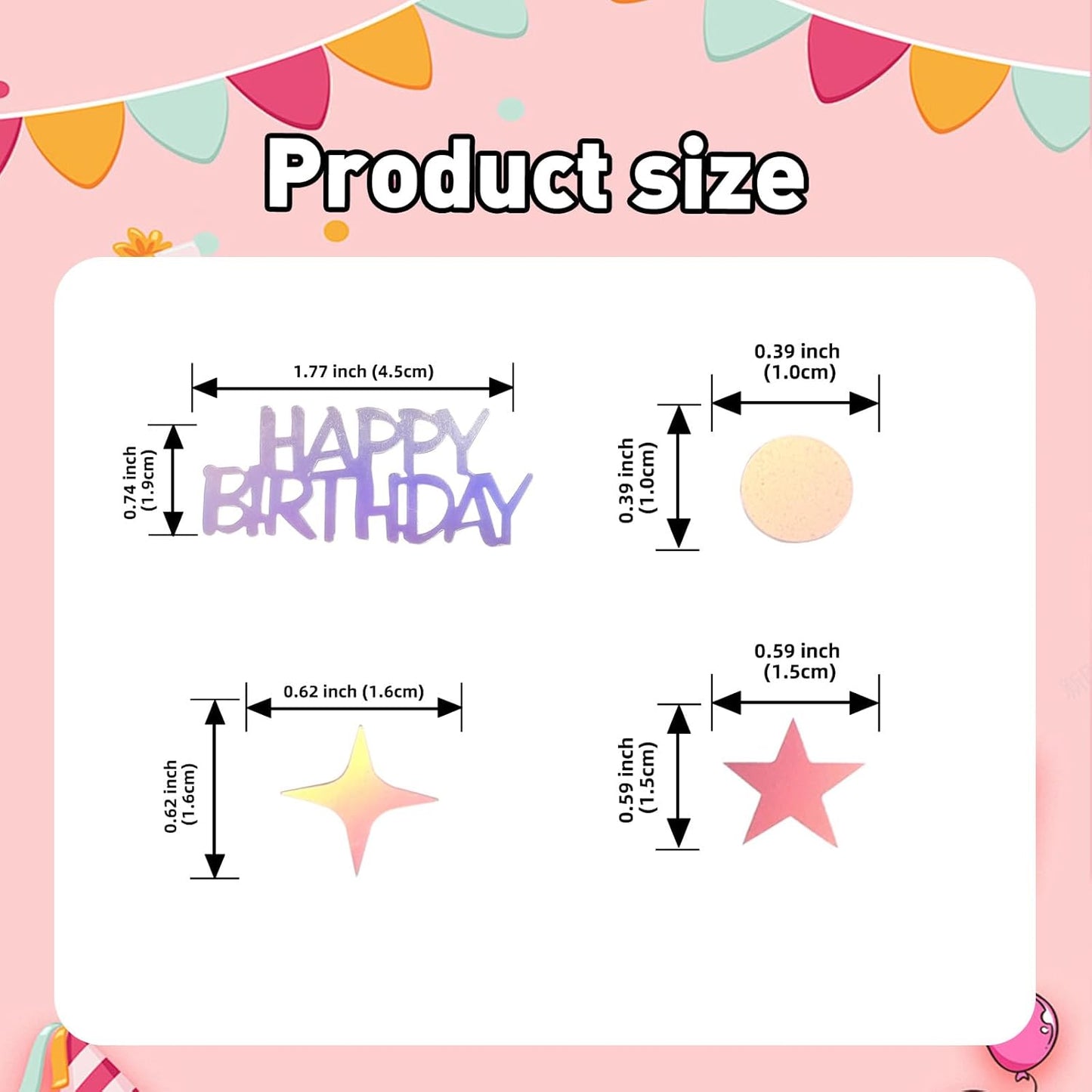 Iridescent Happy Birthday Confetti, 3000 Pcs Birthday Cake Table Metallic Foil Confetti Party Table Decor for Party, Baby Shower, DIY Arts and Crafting