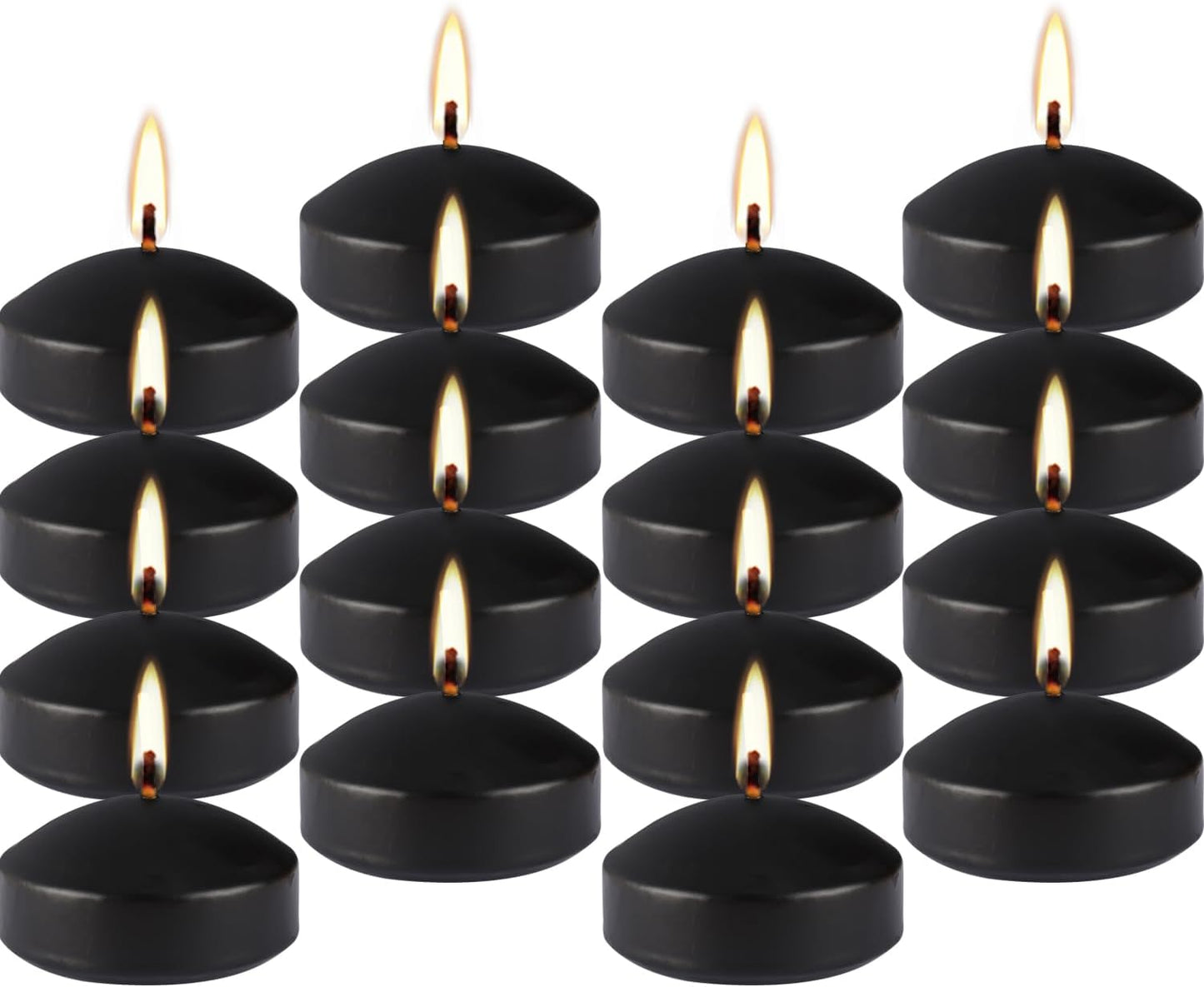 Black 3-Inch Floating Candles - Set of 12 Long-Lasting, Waterproof, Wind-Resistant, Perfect for Halloween Decorations, Outdoor Pools & Parties, Holiday Decorations