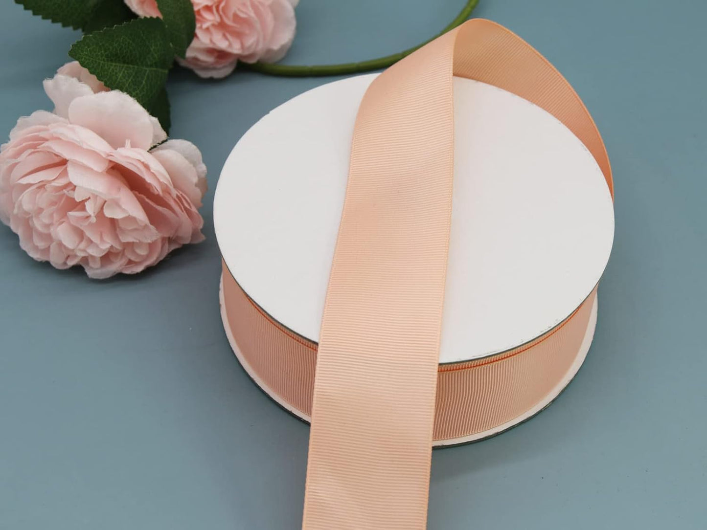 One Roll 50 Yards Soild Peach Grosgrain Ribbon 1 1/2 inch Flower Bouquets Ribbons-1.5 inch Thick Gift Wrapping Ribbon-DIY Crafts Bow Hair Headband Accessories Ribbons #203(38mm)