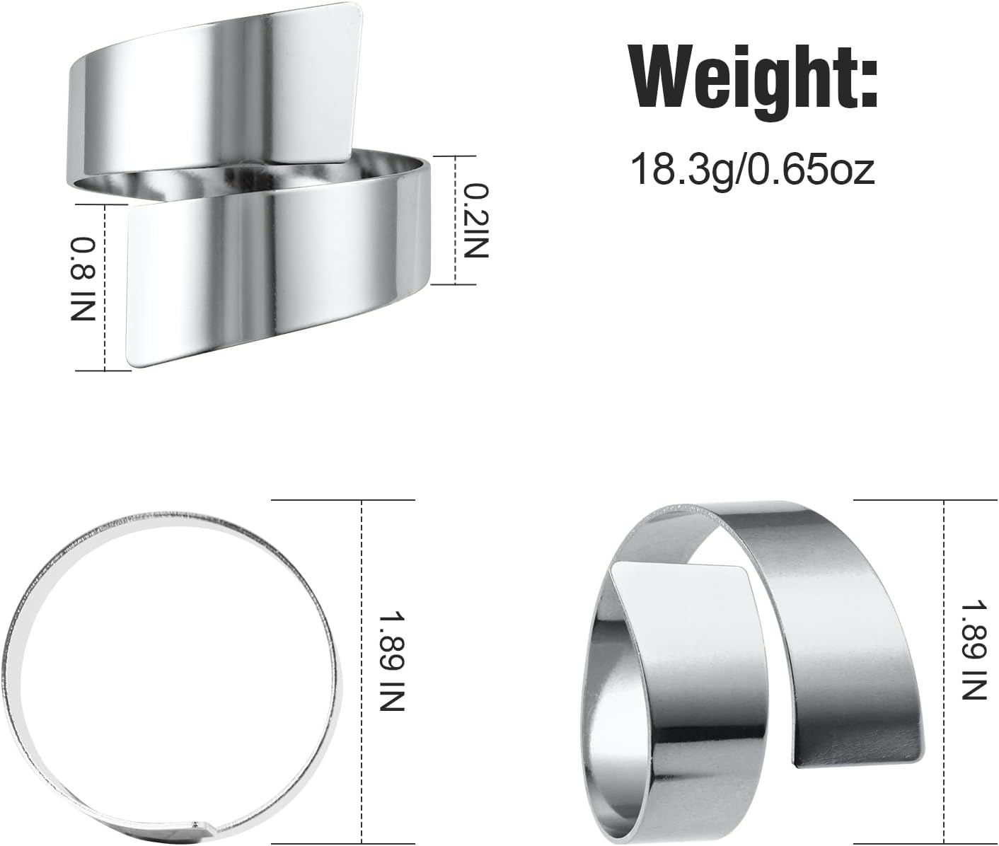 Silver Napkin Rings Set of 10, Metal Material (Silver, Normal)
