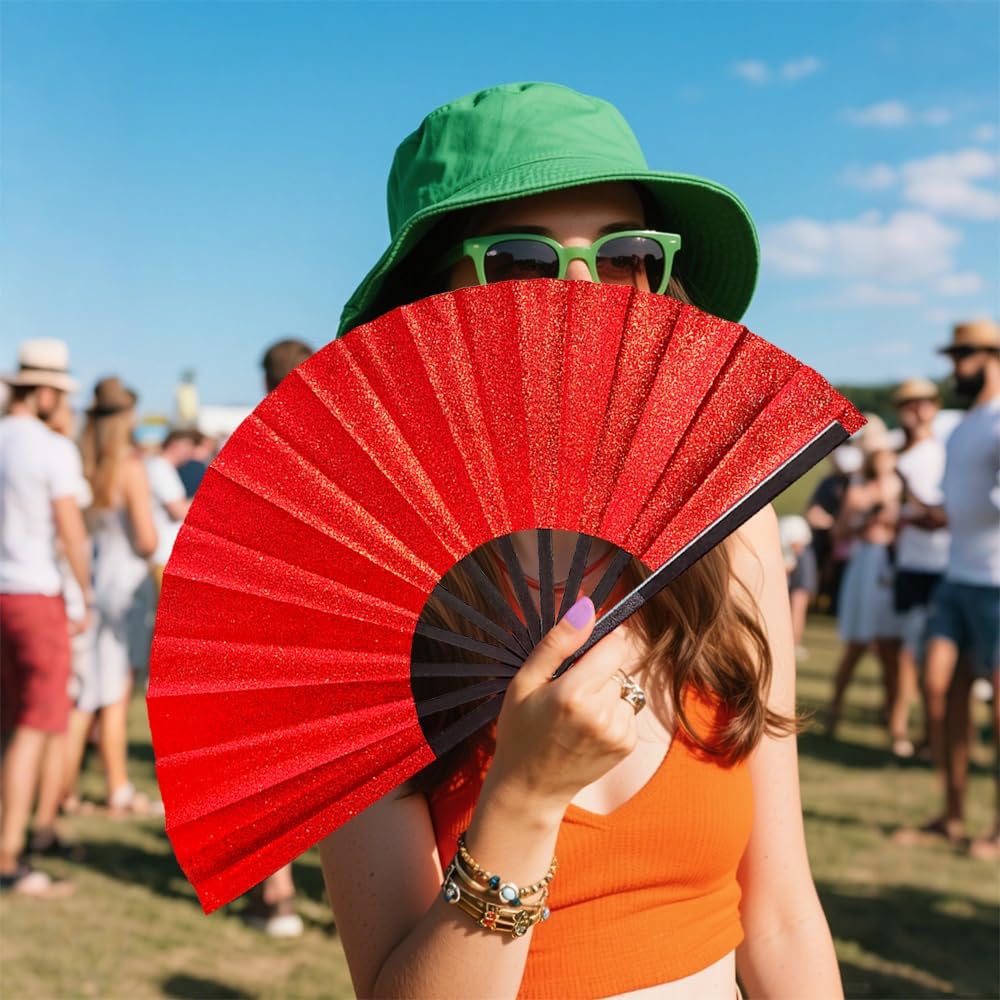 Large Clacking Folding Hand Fans for Line Dancing, Boots on The Ground Rave Hand Fan for Women Foldable, Party, Festival, Decoration