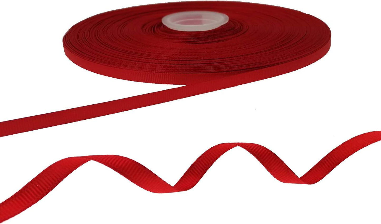 Jesep One Roll 100 Yards 1/4" Soild Grosgrain Ribbon Boutique Gift Wrapping Package Ribbon, DIY Crafts Bow Hair Headband Accessories Assorted Ribbon #235(1/4" 6mm, Red)