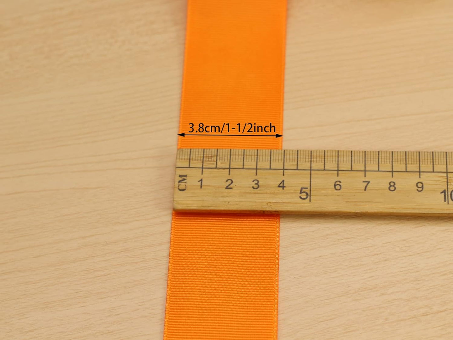 One Roll 50 Yards Soild Orange Grosgrain Ribbon 1 1/2 inch Flower Bouquets Ribbons-1.5 inch Thick Gift Wrapping Ribbon-DIY Crafts Bow Hair Headband Accessories Ribbons #752(38mm)