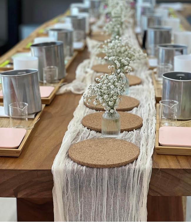 Ivory Cheesecloth Table Runner Set of 2 Runners 141 in Long Each Cream Gauze Table for Wedding Table Baby Shower Decorations or Bridal Shower Decor Table Cloth Modern Table Runner Boho Table Decor