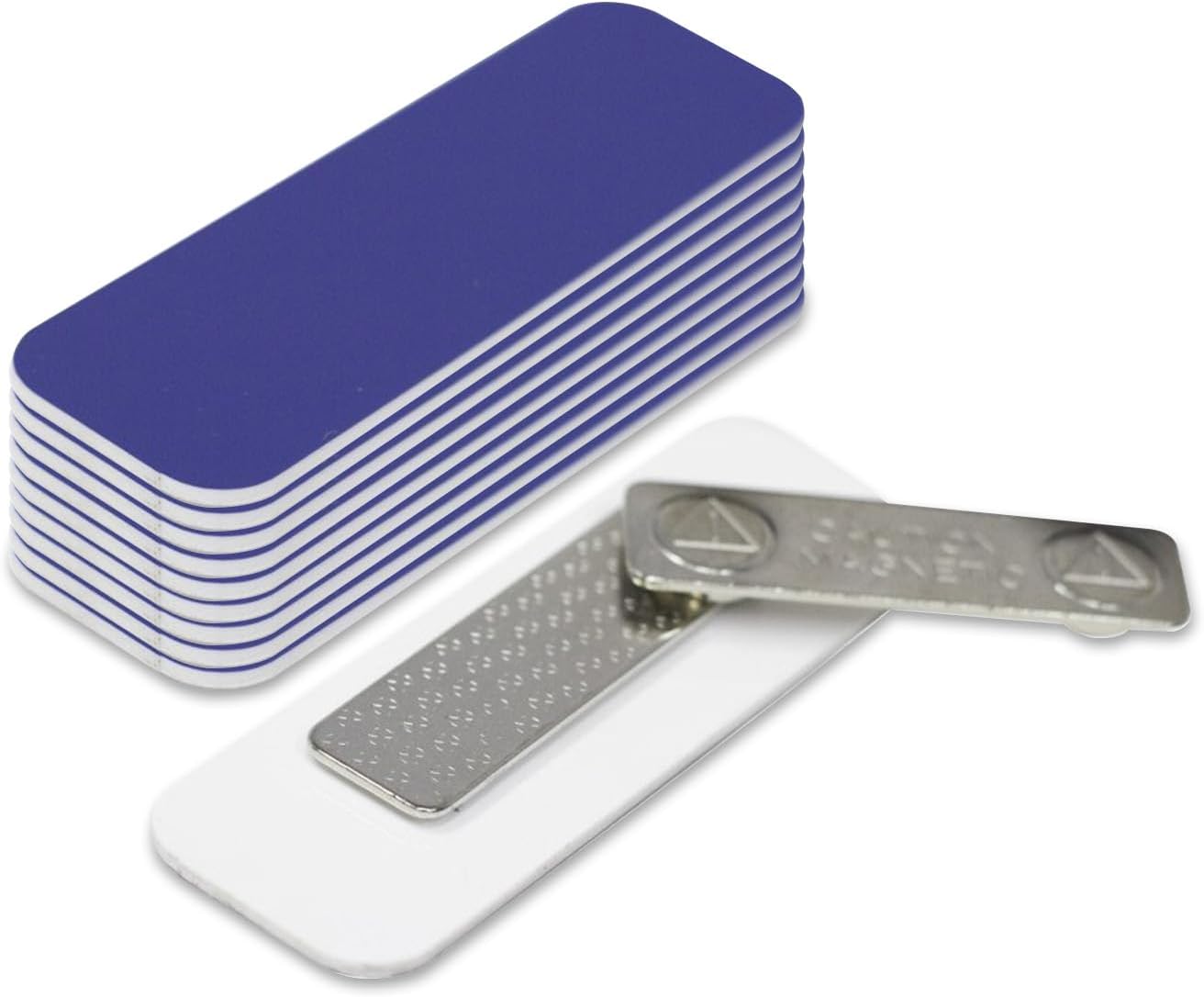 Name Tag/Badge Blanks - 10 Pack - Blue 1" X 3", Round Corners, Magnetic Backing