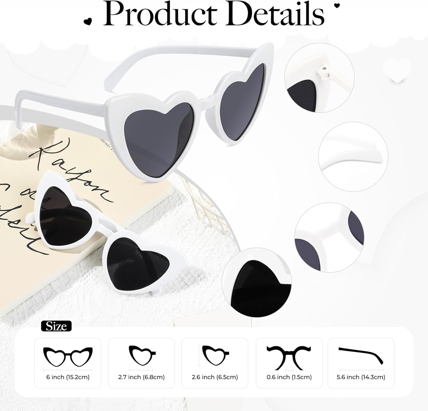 YOGFIT Heart Sunglasses for Women Fashion Classic Love Eye Protection Sunglasses Vintage Cute Heart Sunglasses