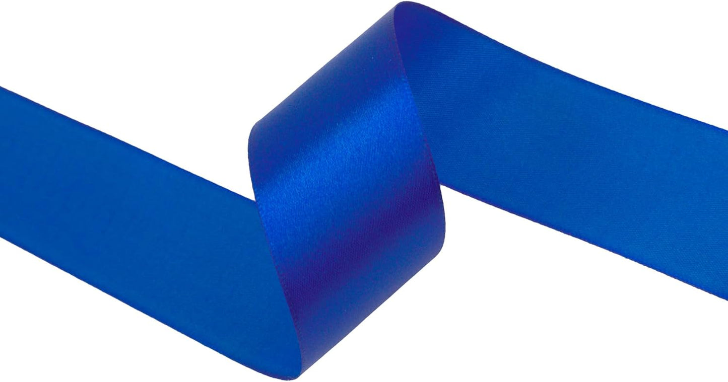 Dark Royal Blue Satin Ribbon 1-1/2 inch X Continuous 50 Yards, Single Face Polyester Ribbon Perfect for Gift Wrapping, Flower Bouquet, Wedding Decor, Crafts, Bow Making, Sewing and More