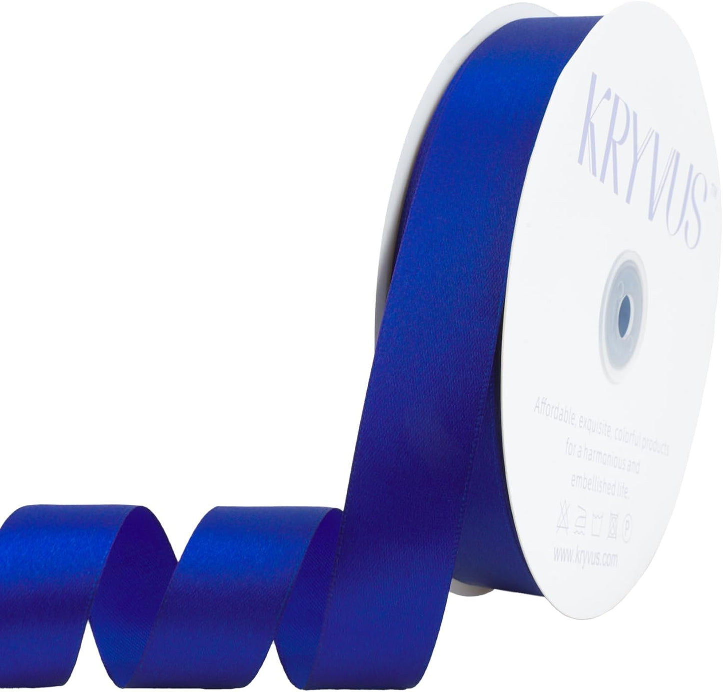 Dark Royal Blue Satin Ribbon 1 inch X Continuous 100 Yards, Single Face Polyester Ribbon Perfect for Gift Wrapping, Flower Bouquet, Wedding Decor, Crafts, Bow Making, Sewing and More