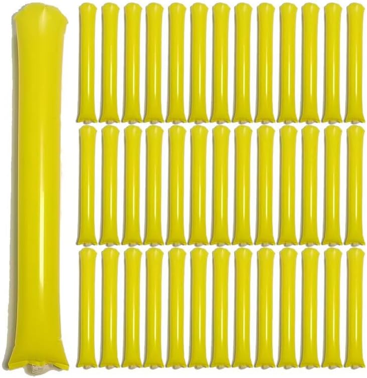 40pcs Round headTeam Spirit Boom Sticks Thunder Sticks Cheering Sticks Team Spirit Plastic Cheerleading Spirit Stick Clapper Inflatable Noise Maker Sports Supply (Yellow)