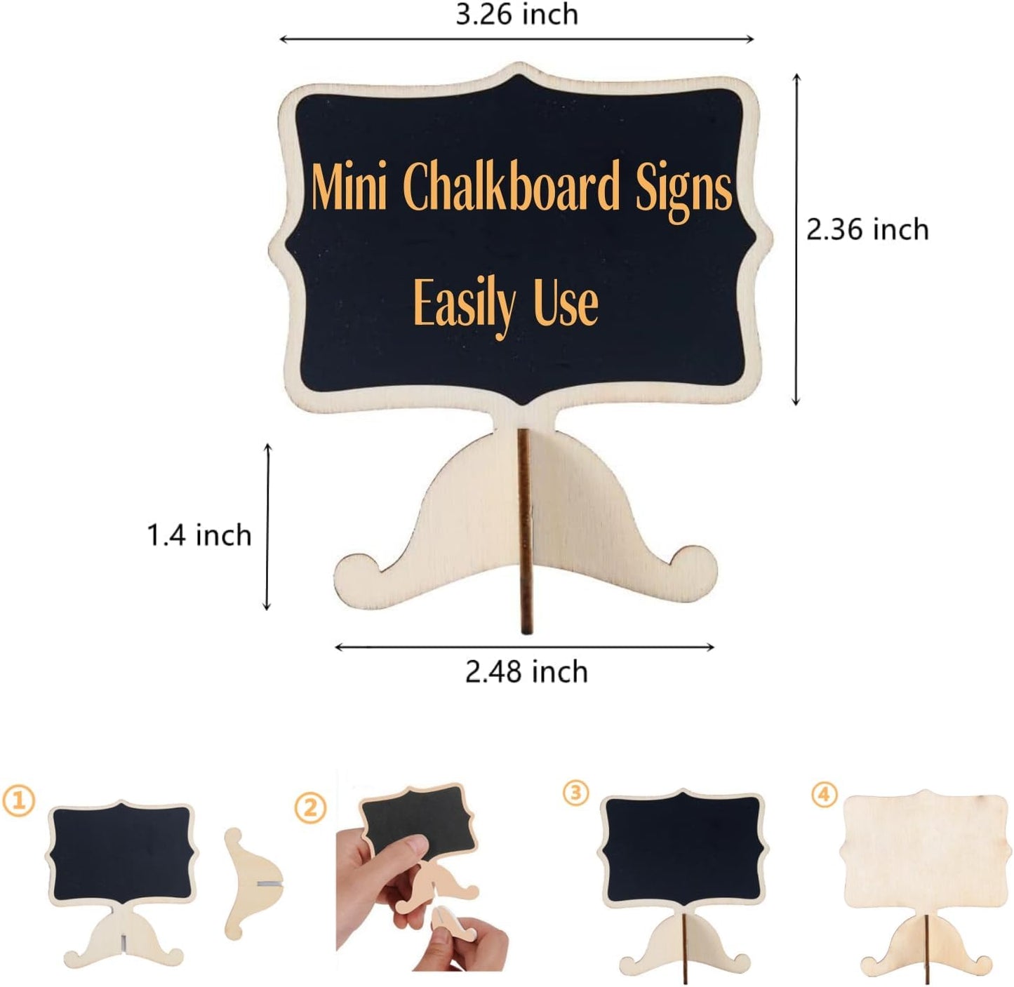 20 Pack Wood Mini Chalkboards Signs, Food Labels Place Cards Small Blackboard for Party Buffet Table Sign Chalkboard Wedding Bakery with 12 Makers and Blackboard Stickers