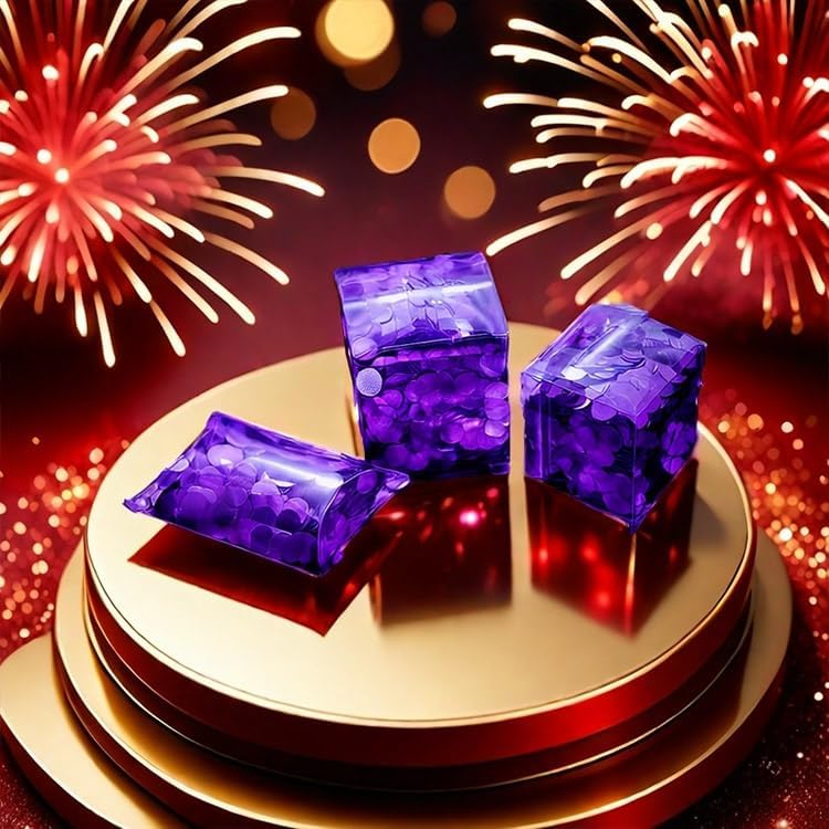 Purple Metallic Foil Confetti - 60g (2.11OZ) Shimmer Round Table Confetti for Weddings, Galas, Birthday Parties – Biodegradable Glitter Circles for Crafts, Photo Props, Luxury Event Decor