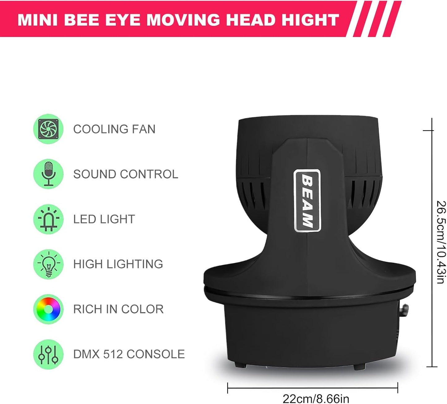Moving Head Light 6x15W Mini Bee Eye Dj Light RGBW 4in1 LED Stage Lighting Rotate Beam Effect DMX512 Sound Activated for dj bar Parties Wedding Bar Church Show 2 Pack
