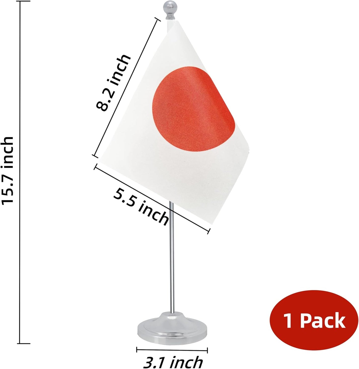 Japan Desk Flag, Japanese Table Office Flag with Metal Pole and Stand Base, International Country Flags, Festival Event Celebration, Classroom Meeting Desktop Decor (Japan)
