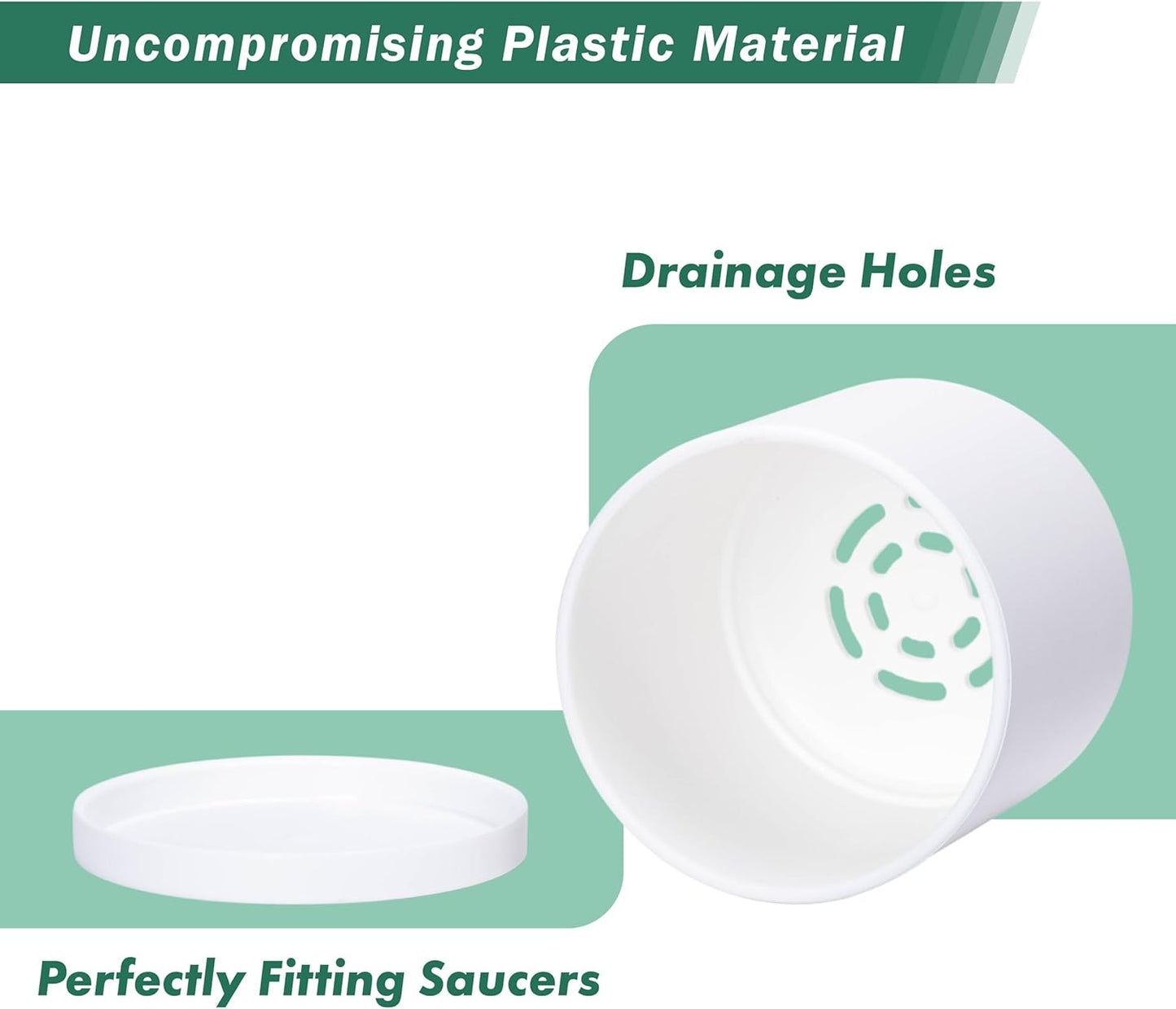 D'vine Dev 12 Pack 3.5 Inch Mini Plastic Plant Pots, Small Garden Planters for Plant with Drainage Holes and Saucers, White Color, 74-Z-D-4