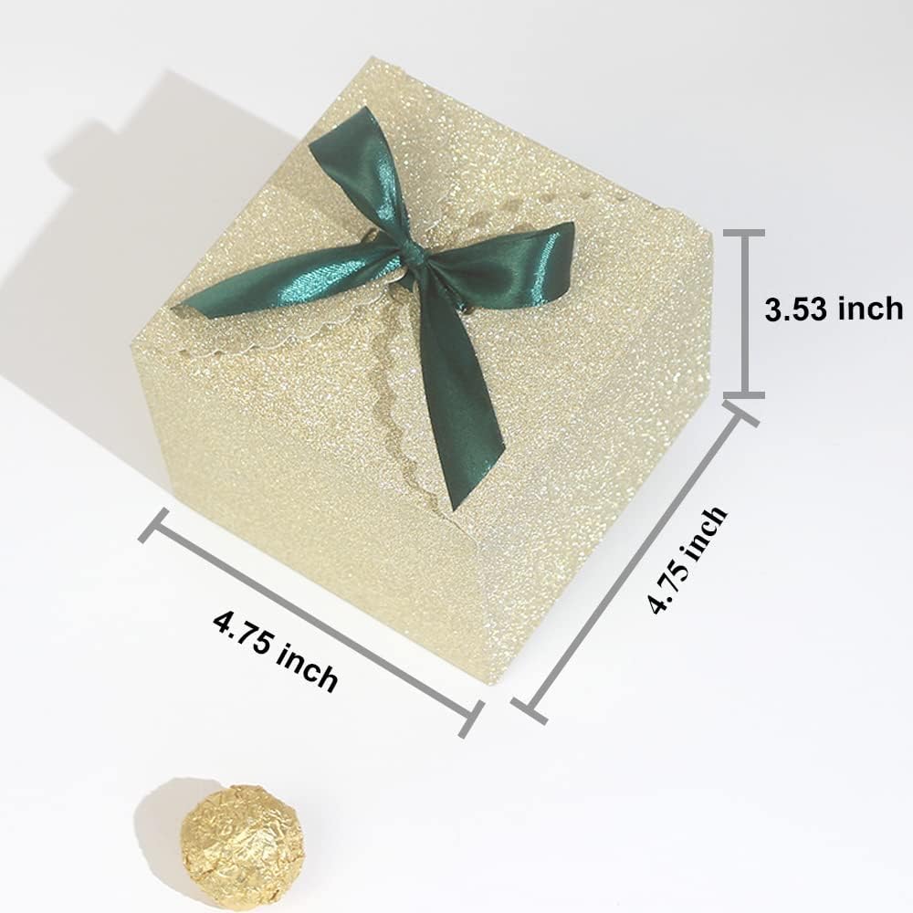 WEWILUCK Small Gift Boxes for Presents, Gold Glitter Christmas Gift Boxes Bulk for Women, Man, Empty Square Gift Box for Gifts Widely Used in Various Occasions(4.75” x 4.75” x 3.53”)