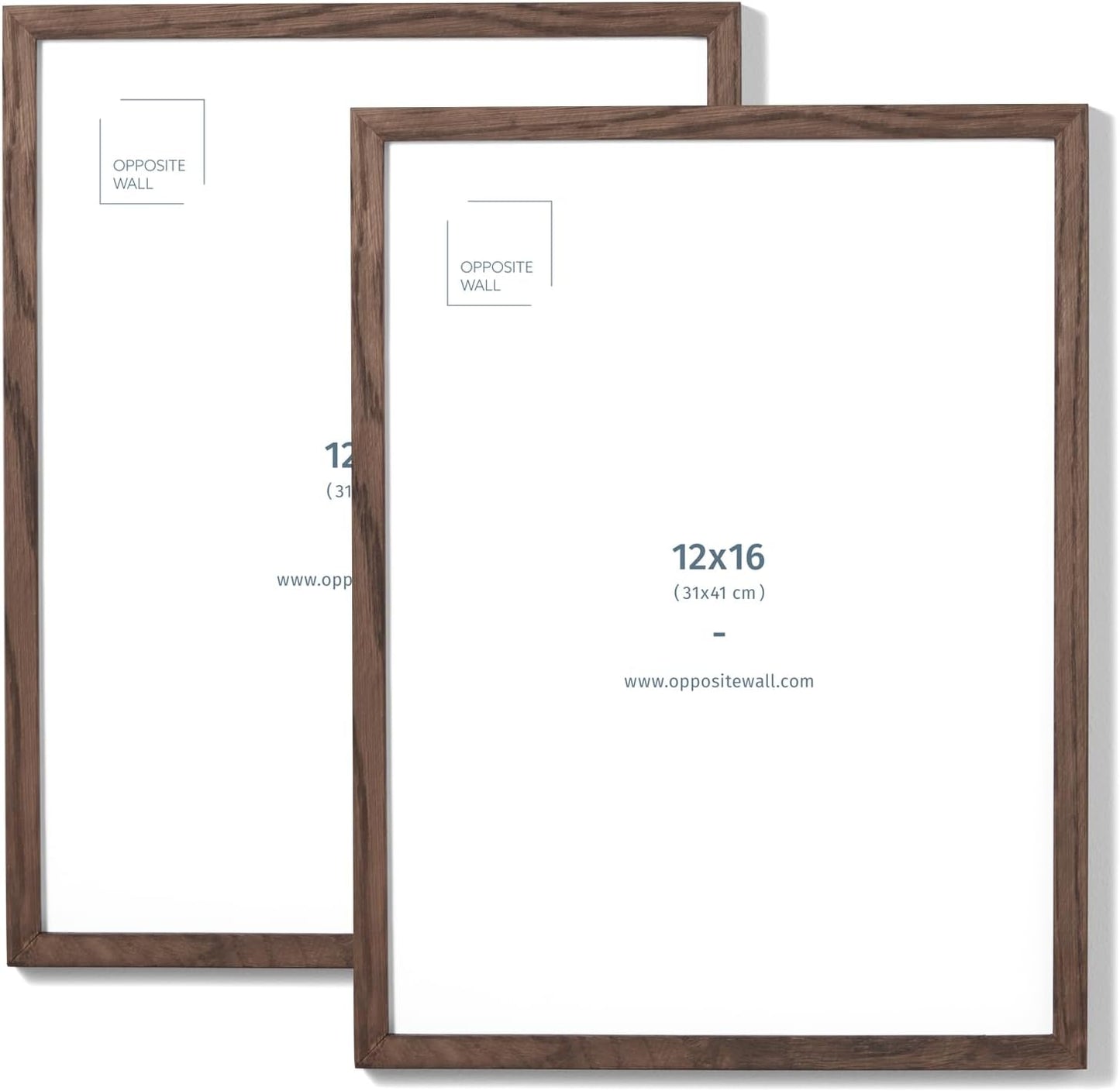 Opposite Wall - 12x16 in - Dark Solid Oak Wood Picture Frame - Lightweight, Versatile & Shatterproof - Wall Hanging Poster or Photo Frame - Wall Decor for Office, Gallery & Home - 2 Pack