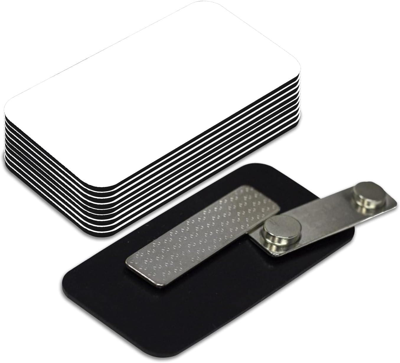 Name Tag/Badge Blanks - 10 Pack - White 1-1/2" X 3", Round Corners, Magnetic Backing