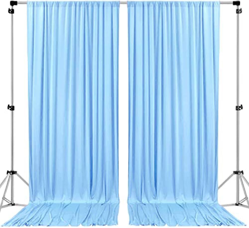 AK TRADING CO. 10 feet x 10 feet Polyester Backdrop Drapes Curtains Panels with Rod Pockets - Wedding Ceremony Party Home Window Decorations - Light Blue (DRAPE-5X10-LTBLUE)