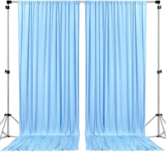 AK TRADING CO. 10 feet x 10 feet Polyester Backdrop Drapes Curtains Panels with Rod Pockets - Wedding Ceremony Party Home Window Decorations - Light Blue (DRAPE-5X10-LTBLUE)