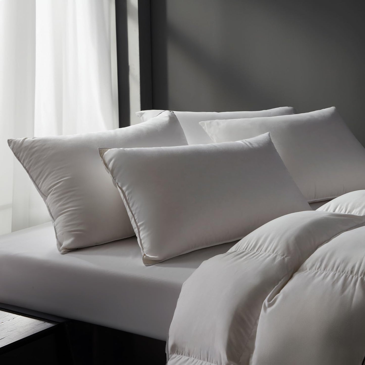 Globon Luxury Down Pillow King Size, Firm Hotel Collection Bed Pillow with 100% Cotton Cover, Down Surrounded Feather Pillow, 20x36 Inches (1 Pack)