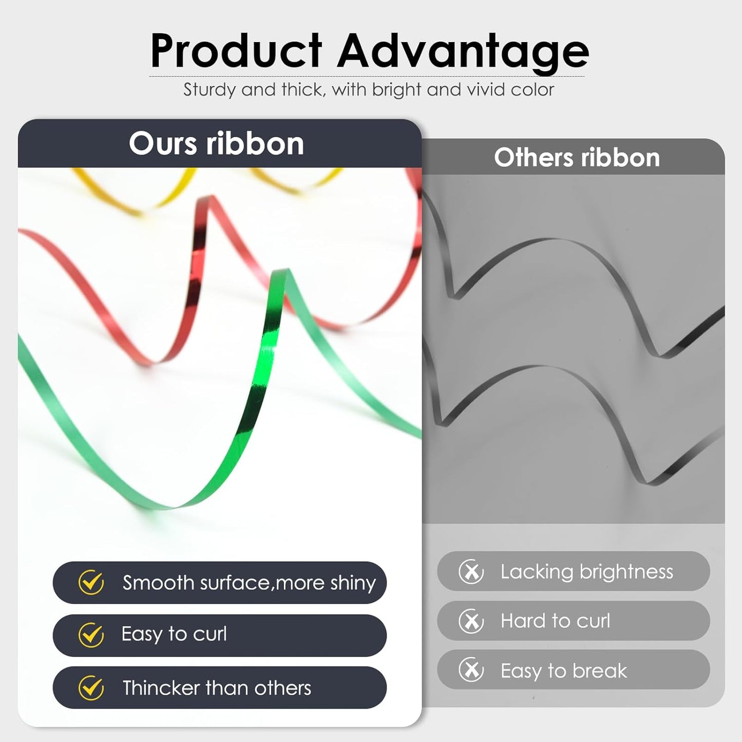 Black Ribbon, 500 Yard Curling Ribbon for Crafts, Shiny Metallic, Iridescent Crimped for Gift Wrapping, Balloons, Florist (1 Roll)