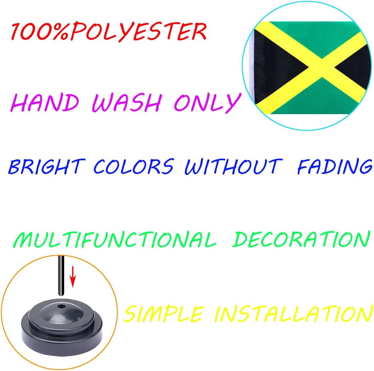 WXTWK 2 Pack Jamaica Flag Jamaica Deluxe Desk Flag Set - Mini Small Jamaican Table Office Flags with Black 12" Solid Pole Stand Base Classroom Meeting Desktop Decorations