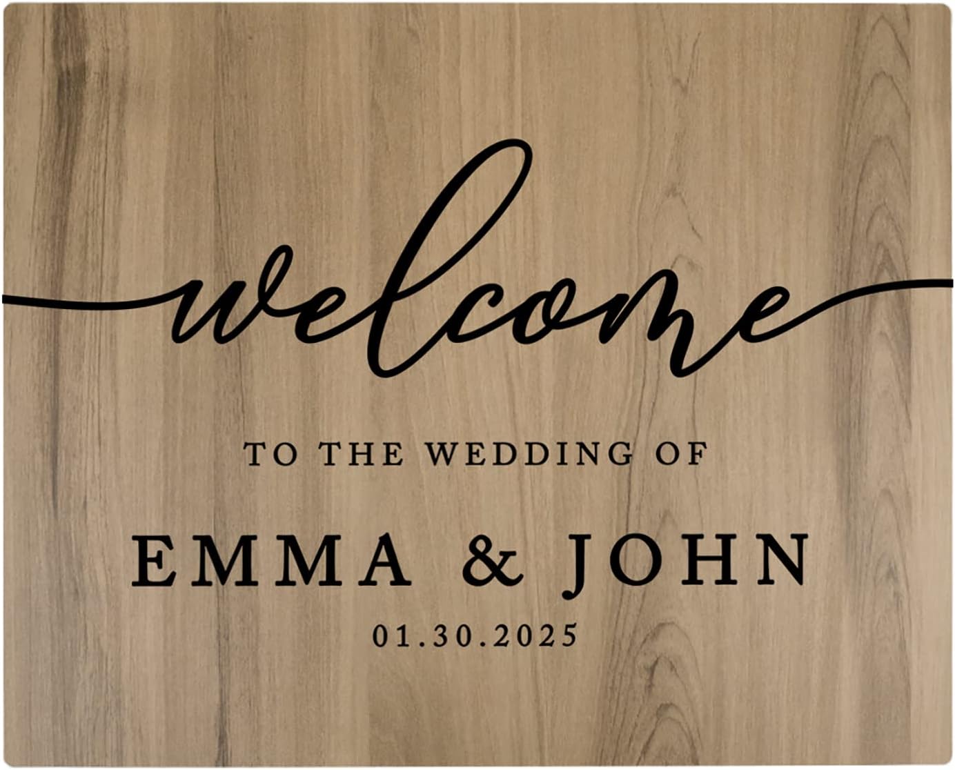 Andaz Press Large Wooden Welcome Sign for Wedding, Rustic Welcome Sign 16" x 20" Custom Names & Date, Woodland Wedding Signage, English Oak MDF Wood Finish Wedding Reception Indoor Outdoor Signs