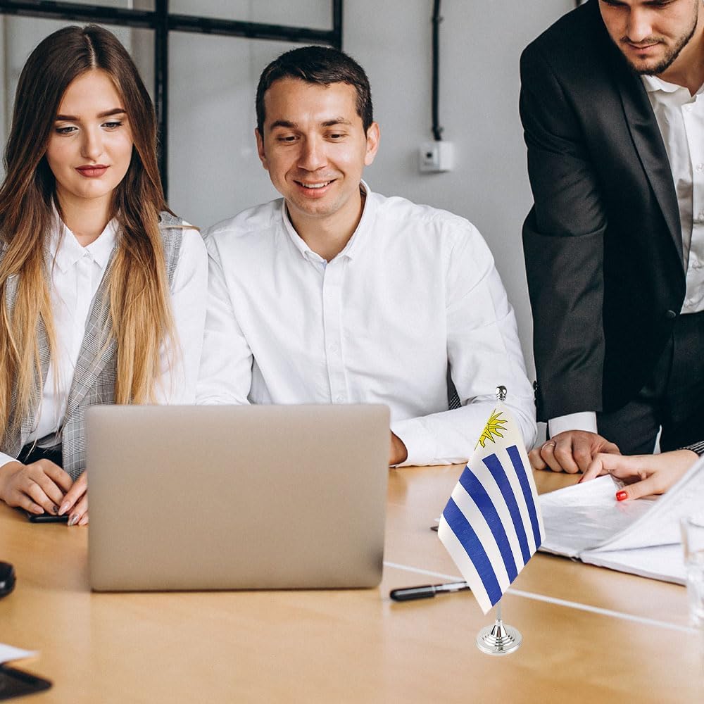 Uruguay Flag Uruguayan Flags, Small Mini Uruguayan Desk Flag, Used for Table Office Classroom Home Patriotic Events Decorations