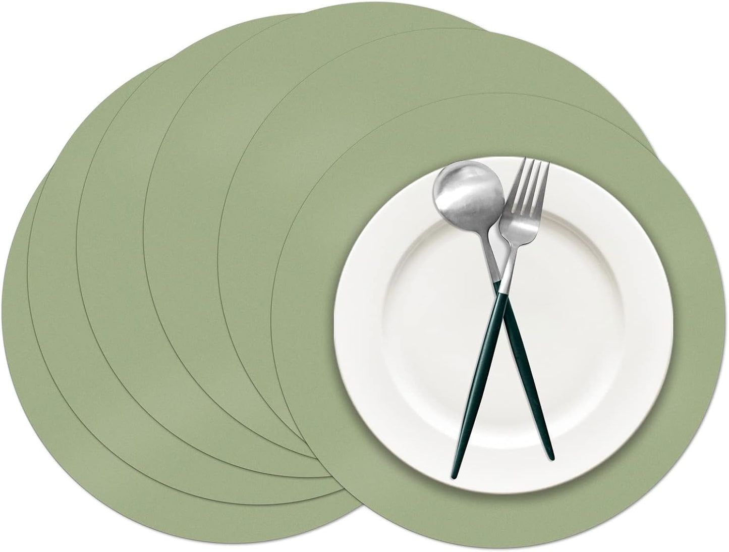 50 Pieces Sage Green Paper Place Mats Sage Round Disposable Table Mats Green Paper Doilies Decorative Placemats for Wedding Banquet Party Home Dining Tableware Decor