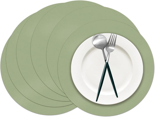 50 Pieces Sage Green Paper Place Mats Sage Round Disposable Table Mats Green Paper Doilies Decorative Placemats for Wedding Banquet Party Home Dining Tableware Decor