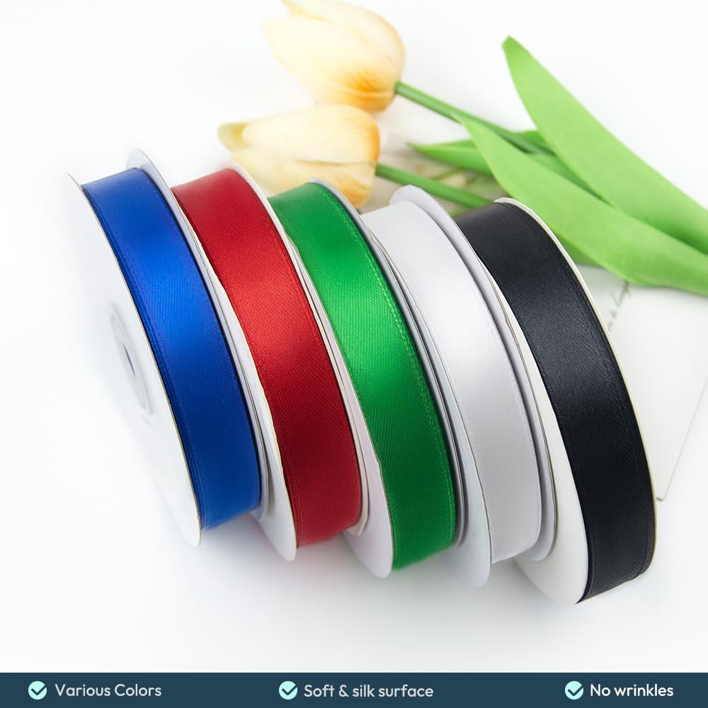 KMER LIFE 5/8" Wide x 50 Yards Purple Single Faced Polyester Satin Ribbon for Wedding Decor, Wreath, Crafts, Gift Wrapping & Other Projects