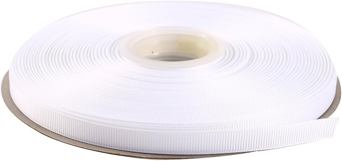 ITIsparkle 3/8" Inch Grosgrain Ribbon 50 Yards-Roll Set for Gift Wrapping Scrap Books Party Favor Hair Braids Baby Shower Decoration Cake Decoration Floral Arrangement Craft Supplies, White Ribbon