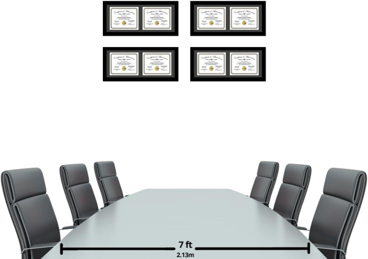 Creative Picture Frames 14X30Bk-B Black Horizontal Double Diploma Frame With 2 Opening Black Mat, Holds 2-11X14-Inch Documents With Wall Hanger