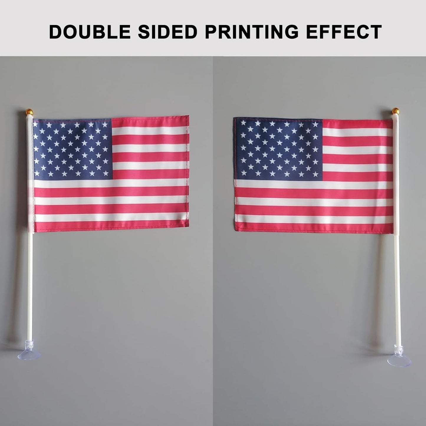 American Mini Flags with Suction Cup Handheld US Small Flags for Office Store Party Gardens Yards (single sided (set of 10))